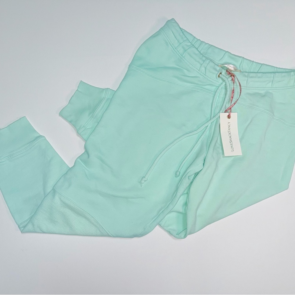 NWT LoveShackFancy Mint Green Women's Drawstring Jogger Sweatpants